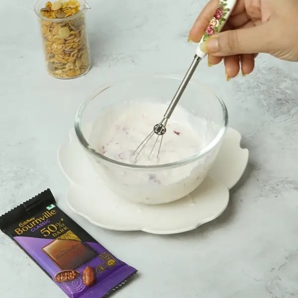 Bournville Strawberry Shrikhand Parfait-Give the mixture a final stir