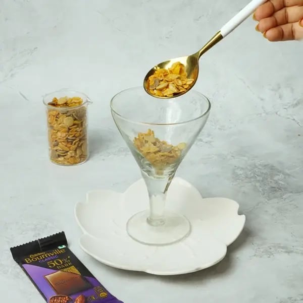 Bournville Strawberry Shrikhand Parfait-Take a glass or dessert bowl