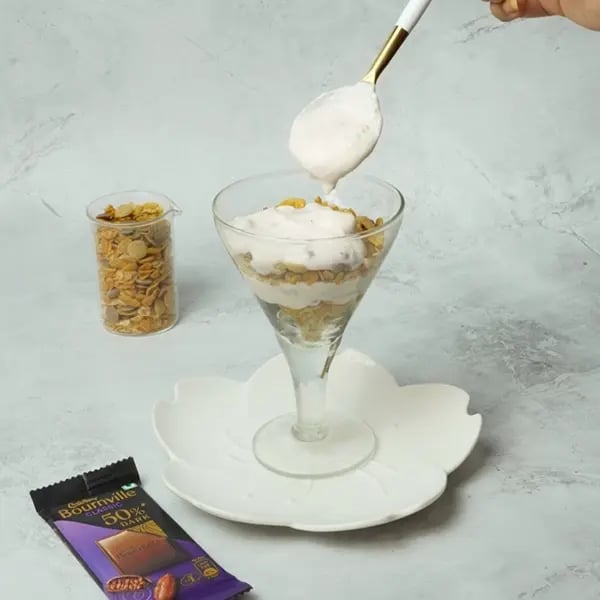 Bournville Strawberry Shrikhand Parfait-Repeat the layering process