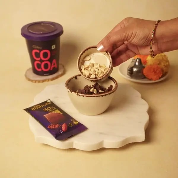 Bournville Stuffed Mawa Modak - Stirring Cashews