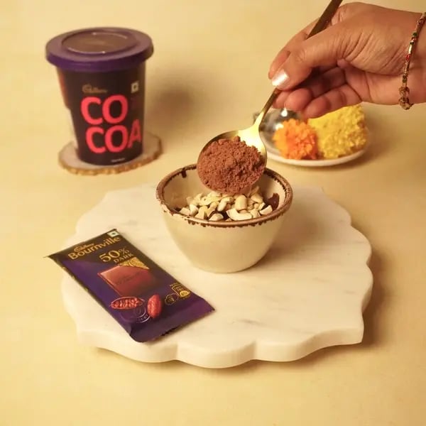 Bournville Stuffed Mawa Modak - Mixing Cocoa Powder
