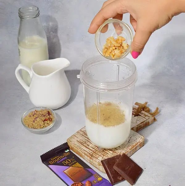 Bournville Thandai with Walnuts - Add chopped walnuts