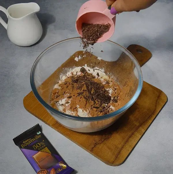 Bournville Vegan Chocolate Walnut Cake - Add chopped chocolates