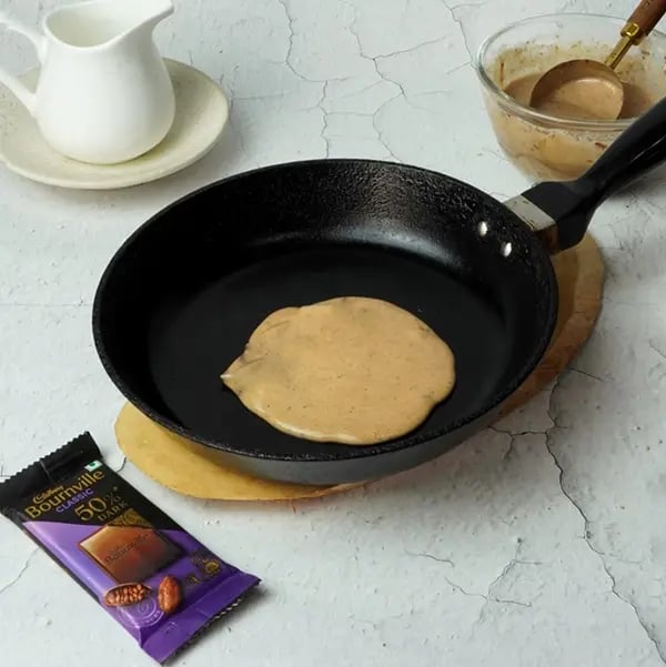Bournville Wheat Pancake-Heat a non-stick frying pan