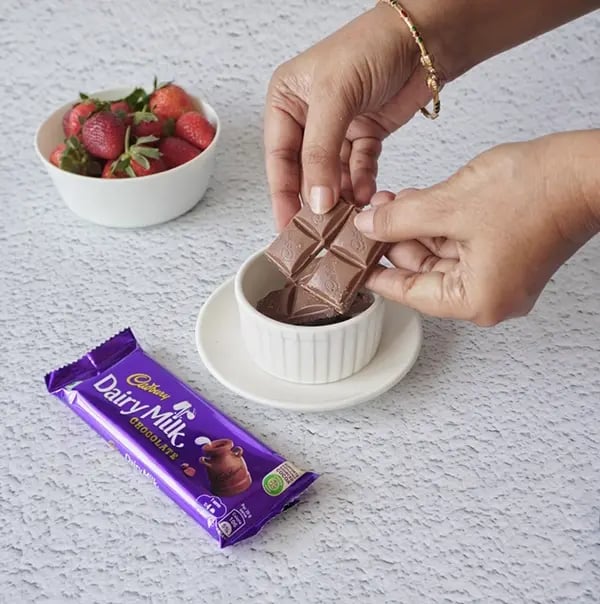Bunny Strawberry Bites with Dairy Milk And Gems-Break the Dairy Milk chocolate bar