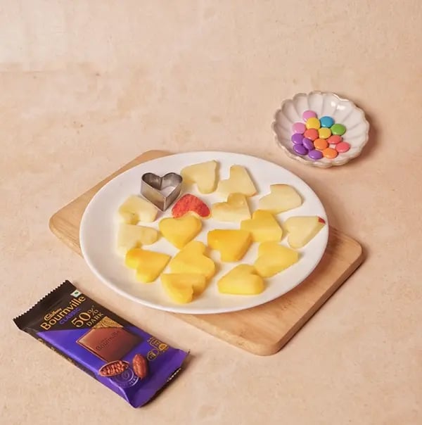 Cadbury Bournville and Fruit Flowers-Cut your preferred fruits
