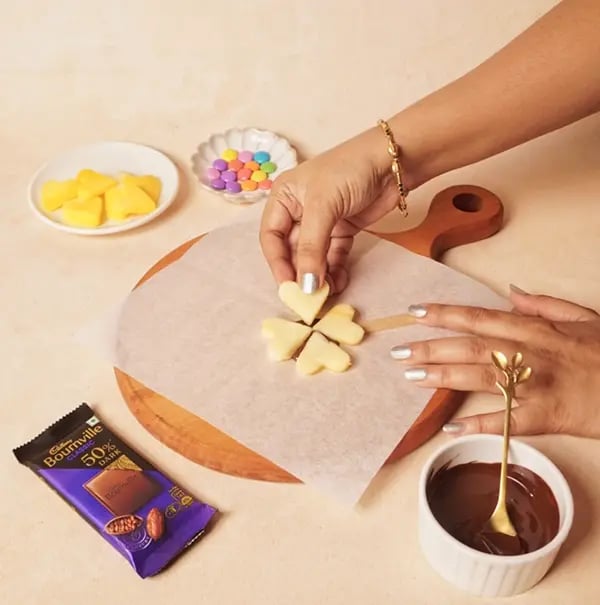 Cadbury Bournville and Fruit Flowers-Gently place an ice cream stick