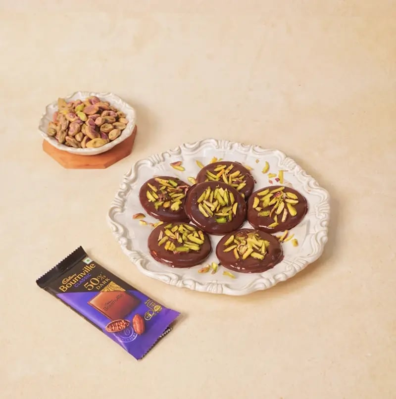 Cadbury Bournville and Pistachio Discs Recipe