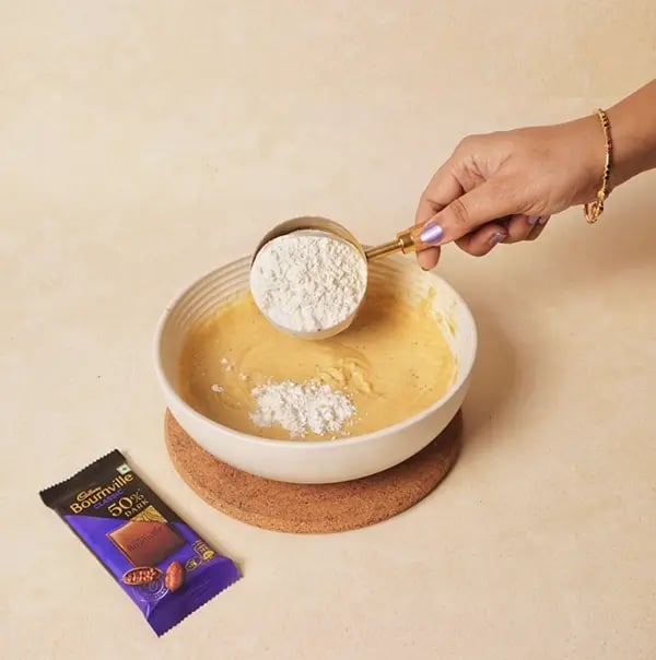 Cadbury Bournville Cereal Cookies-Add all purpose flour and baking powder