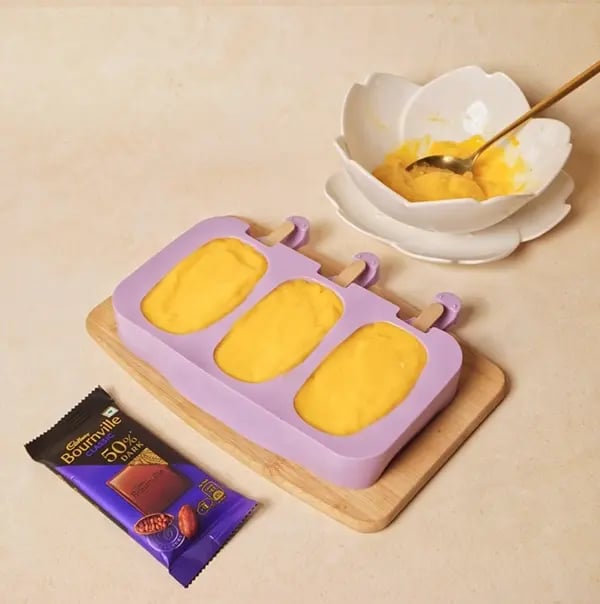 Cadbury Bournville Mango Pops-Place the moulds in the freezer