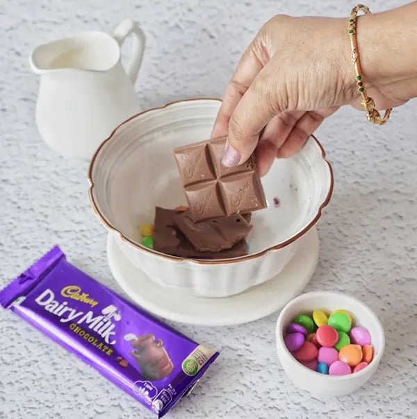 Cadbury Dairy Milk and Gems Milk Shake-Add Cadbury Dairy milk pieces