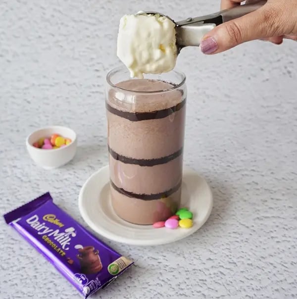 Cadbury Dairy Milk and Gems Milk Shake-Add one more scoop of icecream