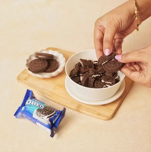 Cadbury Dairy Milk Chocolate Yogurt Bombs-Roughly crush the Oreo cookies