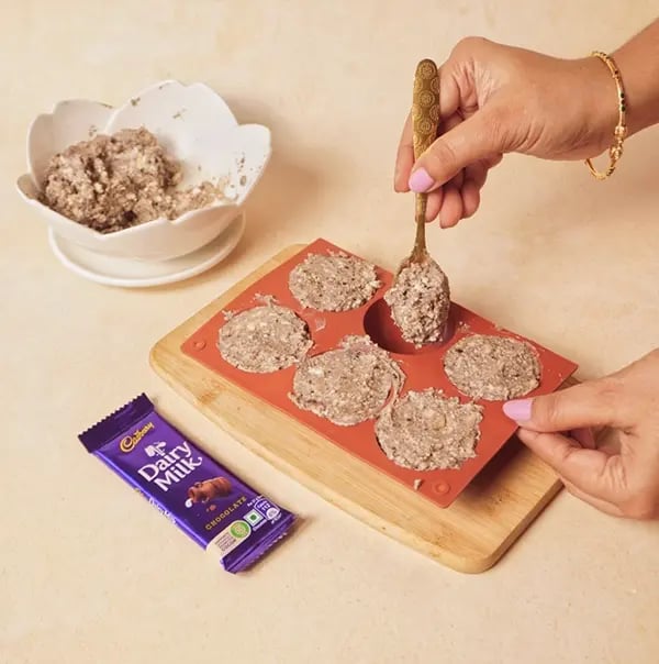 Cadbury Dairy Milk Chocolate Yogurt Bombs-Spoon the curd mixture