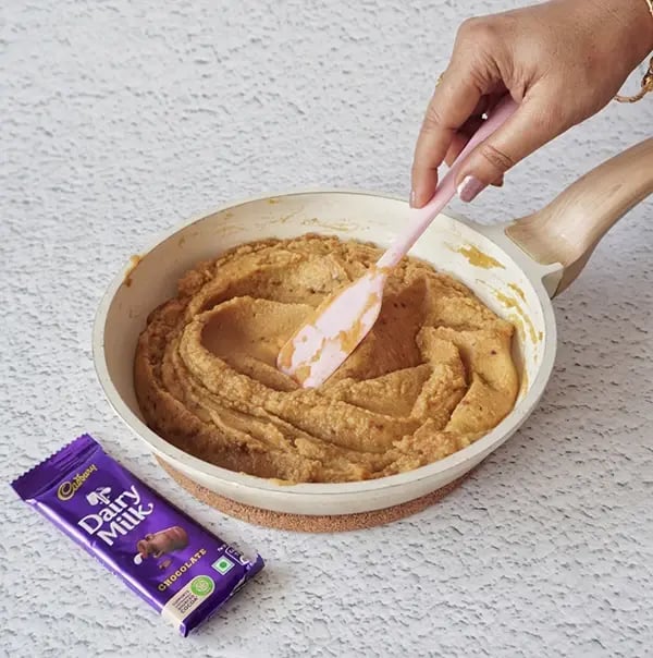 Cadbury Dairy Milk Puran Poli with Cashews and Almonds - Stir continuously