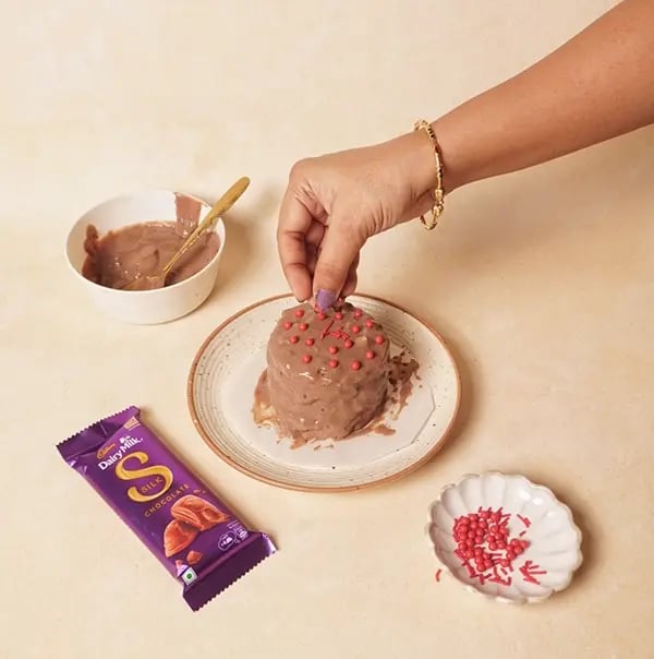 Cadbury Dairy Milk Silk Chocolate Cake with Bread slices-Decorate with colourful sprinkles