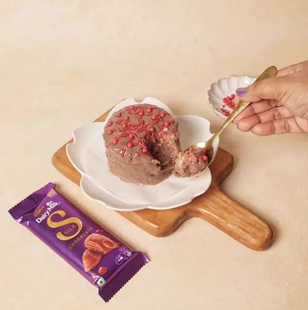 Cadbury Dairy Milk Silk Chocolate Cake with Bread slices-Once set cut into small bite-sized pieces