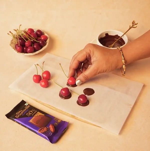 Cherry Notes On A Plate With Cadbury Bournville-While the chocolate is still soft