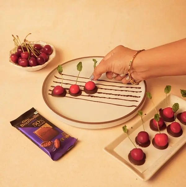Cherry Notes On A Plate With Cadbury Bournville-Once the cherry bases are firm