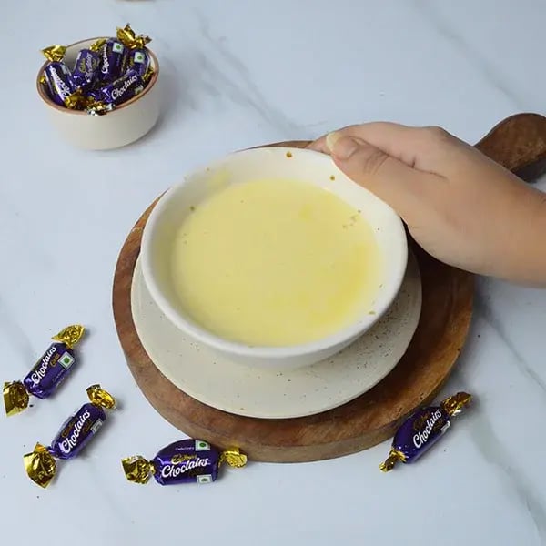 Choclairs drizzle in creamy custard pudding - Allow it to cool