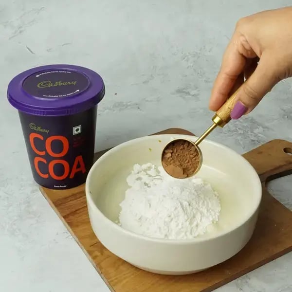Choco Banana Cardamom Cupcake - Add Cadbury cocoa powder