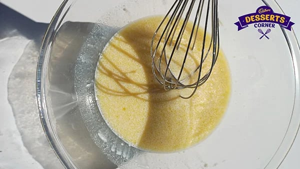 Chocolate Filled Bun Recipe - Wet Ingredients Whisked