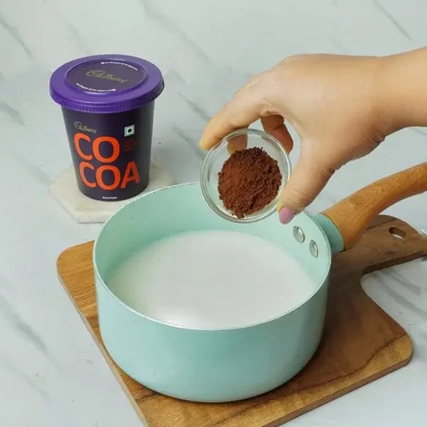 Choco Coffee Sago Drink - Boil the milk