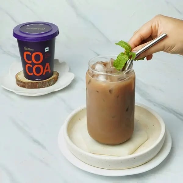 Choco Iced Tea - Garnish the drink with a few fresh mint leaves