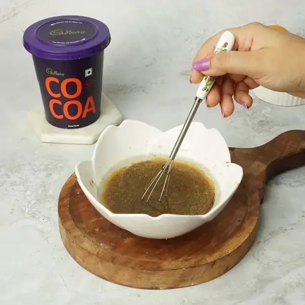 Choco Orange Cake With Hazelnut Garnish - Mix the ingredients