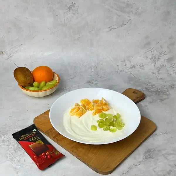 Chocolate Ambrosia Salad - Folding In Fruit