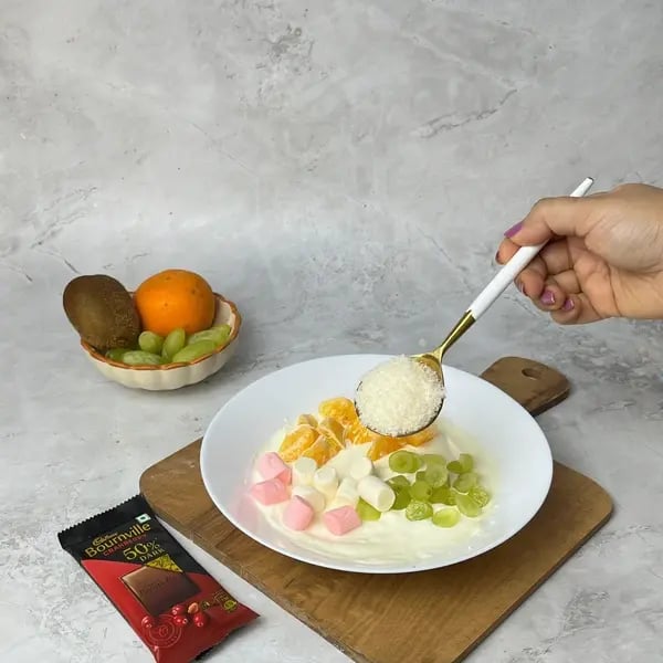 Chocolate Ambrosia Salad - Folding Ingredients