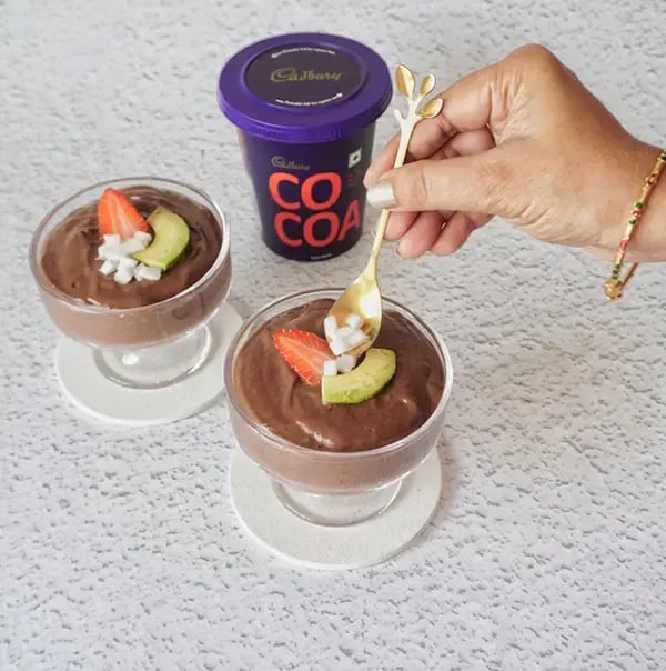 Chocolate Avocado Mousse with Coconut Milk - Garnish with some chopped avocado
