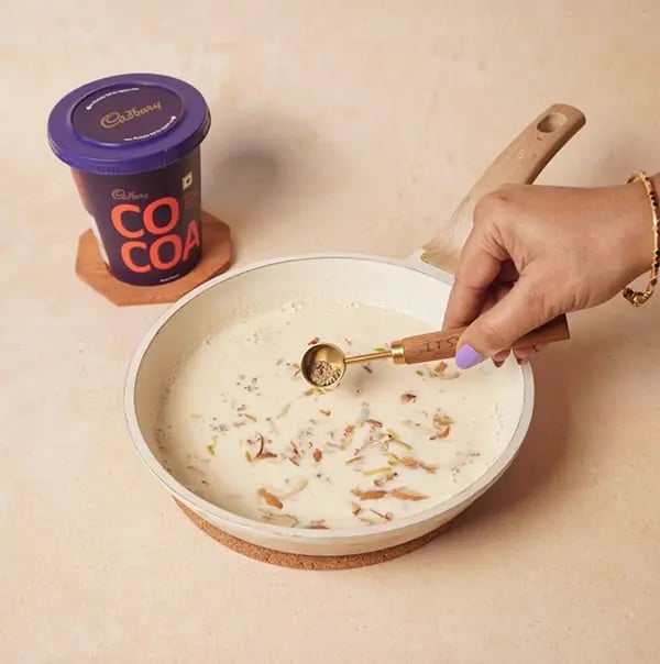 Chocolate Basundi with Mango-Add the cardamom powder