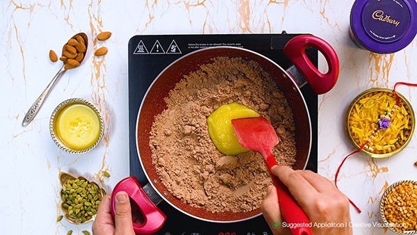 Chocolate Besan Ladoo Recipe - Smooth Fragrant Mixture