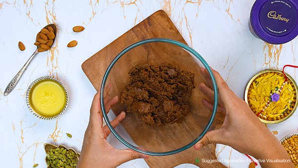 Chocolate Besan Ladoo Recipe - Warm Mixture Bowl