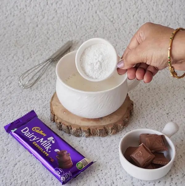 Chocolate Brownie Cake with Nuts - Making the chocolate sauce