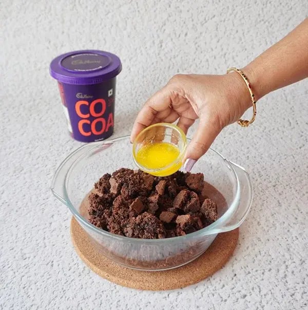 Chocolate Brownie Truffles - Add melted butter