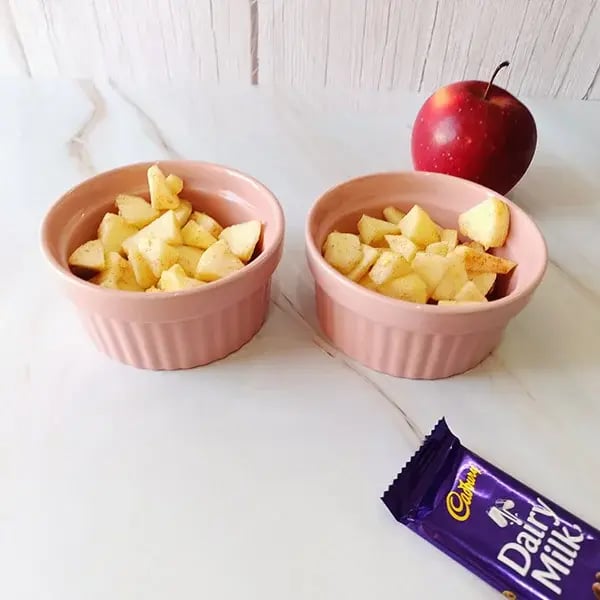 Chocolate Chip Cookie Apple Crumble - Divide the mixture