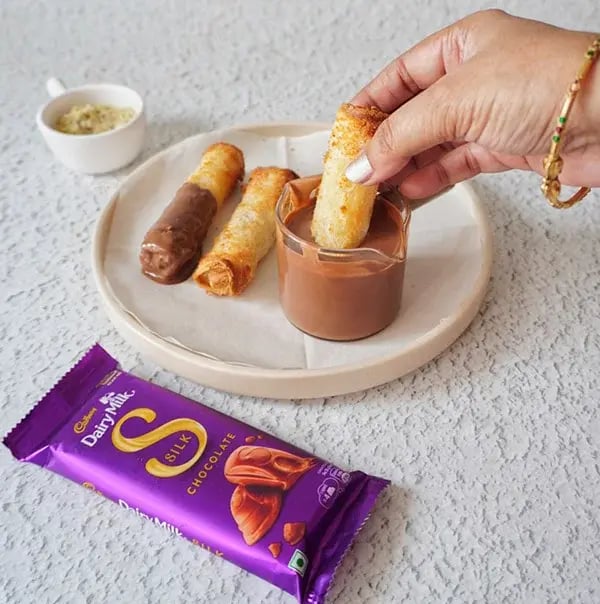 Chocolate Coated Bread Roll - Dip one end of each warm