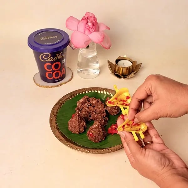 Chocolate Coconut Modak With Cadbury Cocoa Powder For Ganpati Bappa - Greased Modak Mould
