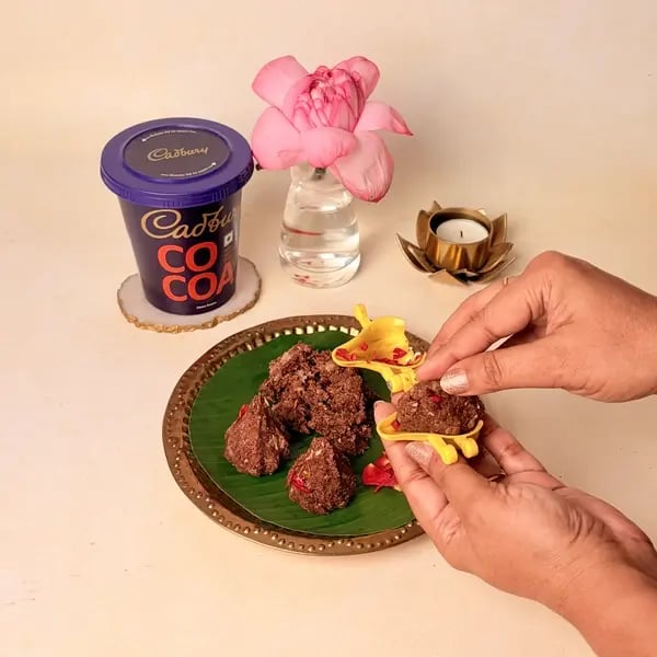 Chocolate Coconut Modak With Cadbury Cocoa Powder For Ganpati Bappa - Filling Modak Mold