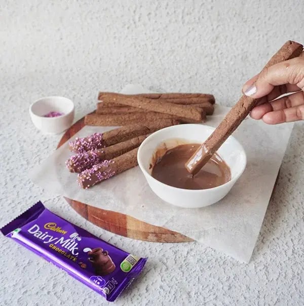 Chocolate Cookie Sticks - Dip each cookie stick