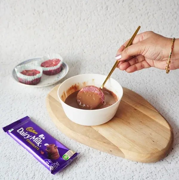 Chocolate Covered Strawberry Chia Bites - Top with crushed nuts