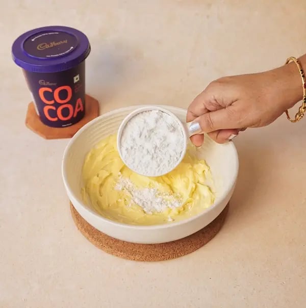 Chocolate Flower Cookies-In a mixing bowl