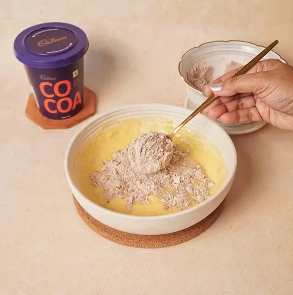 Chocolate Flower Cookies-Gradually add the dry ingredients