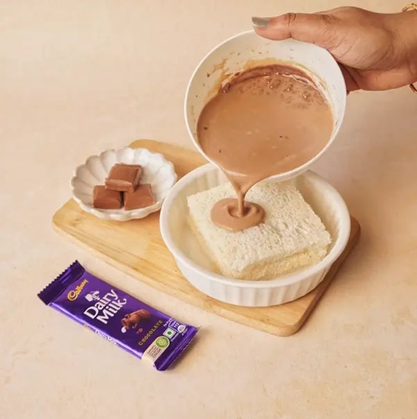 Chocolate French Toast with Cadbury Dairy Milk-Pour the chocolate egg mixture