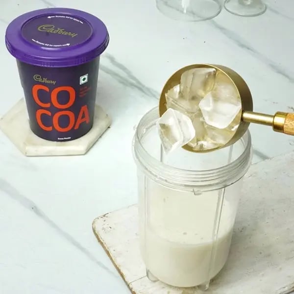 Chocolate Martini Mocktail - Add a handful of ice cubes to the jar