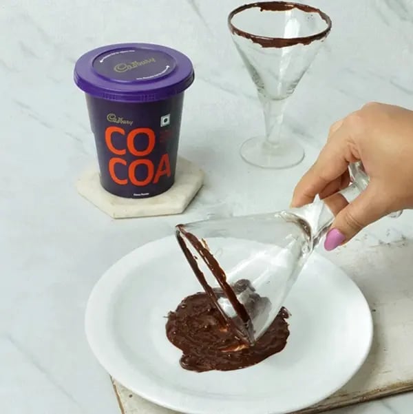 Chocolate Martini Mocktail - Dip the rim of each serving glass