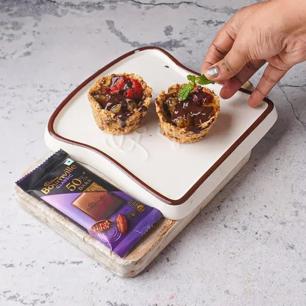 Chocolate Oats Fruit Cup - Top with some mint