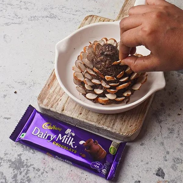 Chocolate Pinecone - Take almond flakes